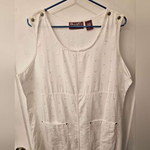 NWT - Denim & Co. White Denim Jumper w Embroidered Eyelets - Size 1X - Picture 3 of 9